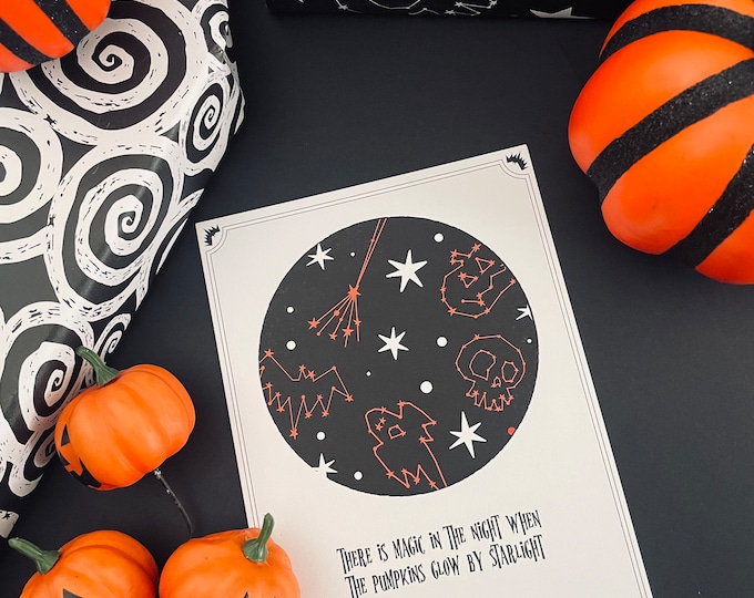 Halloween Night Art Print: Spooky Constellations, Fade Resistant