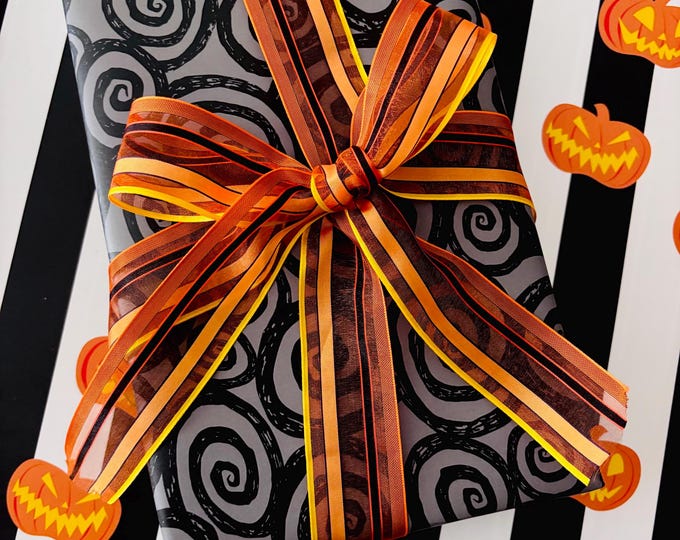 Nightmare Before Christmas Gray  Swirl Wrapping Paper