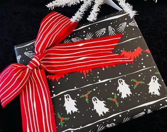 Ugly Christmas Sweater Wrapping Paper: Ghosties, Bats, MistleSkulls
