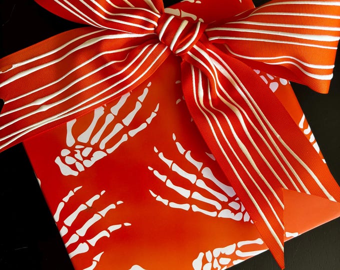 Orange Idle Hands Skeleton Wrapping Paper