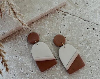 Abstract Arch Stud Earrings / Gift for her / Polymer Clay Earrings / Boho/ Modern / Dangles / Handmade