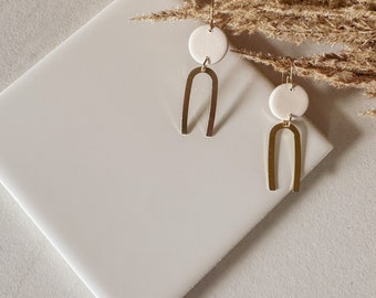 Camilla Earrings / Gift for her / Polymer Clay Earrings / Boho / Dangles/ Arch / Modern / Neutral / Gold Filled / Brass / Handmade