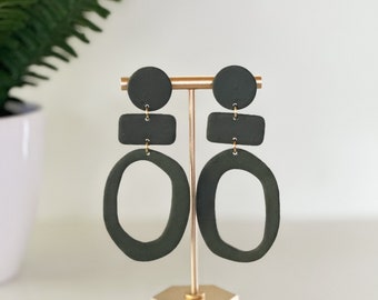 Abstract Earrings / Gift for her / Polymer Clay Earrings / Boho / Modern / Neutral / Dangles / Handmade