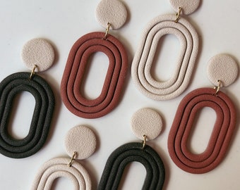 Felicity Earrings / Gift for her / Polymer Clay Earrings / Boho / Dangles / Modern / Neutral / Handmade