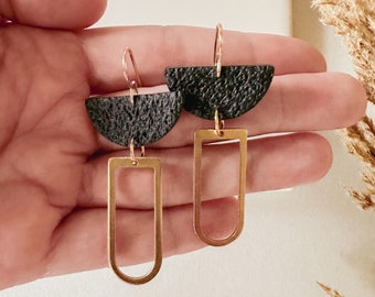 Roxy Earrings / Gift for her / Polymer Clay Earrings / Boho / Dangles/ Arch / Modern / Neutral / Gold Filled / Brass / Handmade