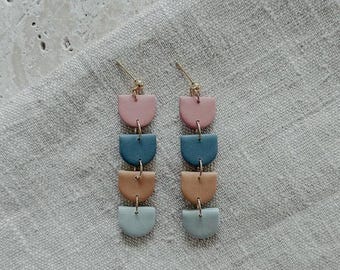 Colorful Arch Dangle Earrings / Gift for her / Polymer Clay Earrings / Boho/ Modern / Dangles / Handmade
