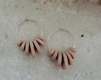 Willomina Hoop Earrings / Gift for her / Polymer Clay Earrings / Boho/ Modern / Dangles / Handmade / Gold Filled