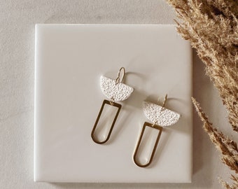 Roxy Earrings / Gift for her / Polymer Clay Earrings / Boho / Dangles/ Arch / Modern / Neutral / Gold Filled / Brass / Handmade