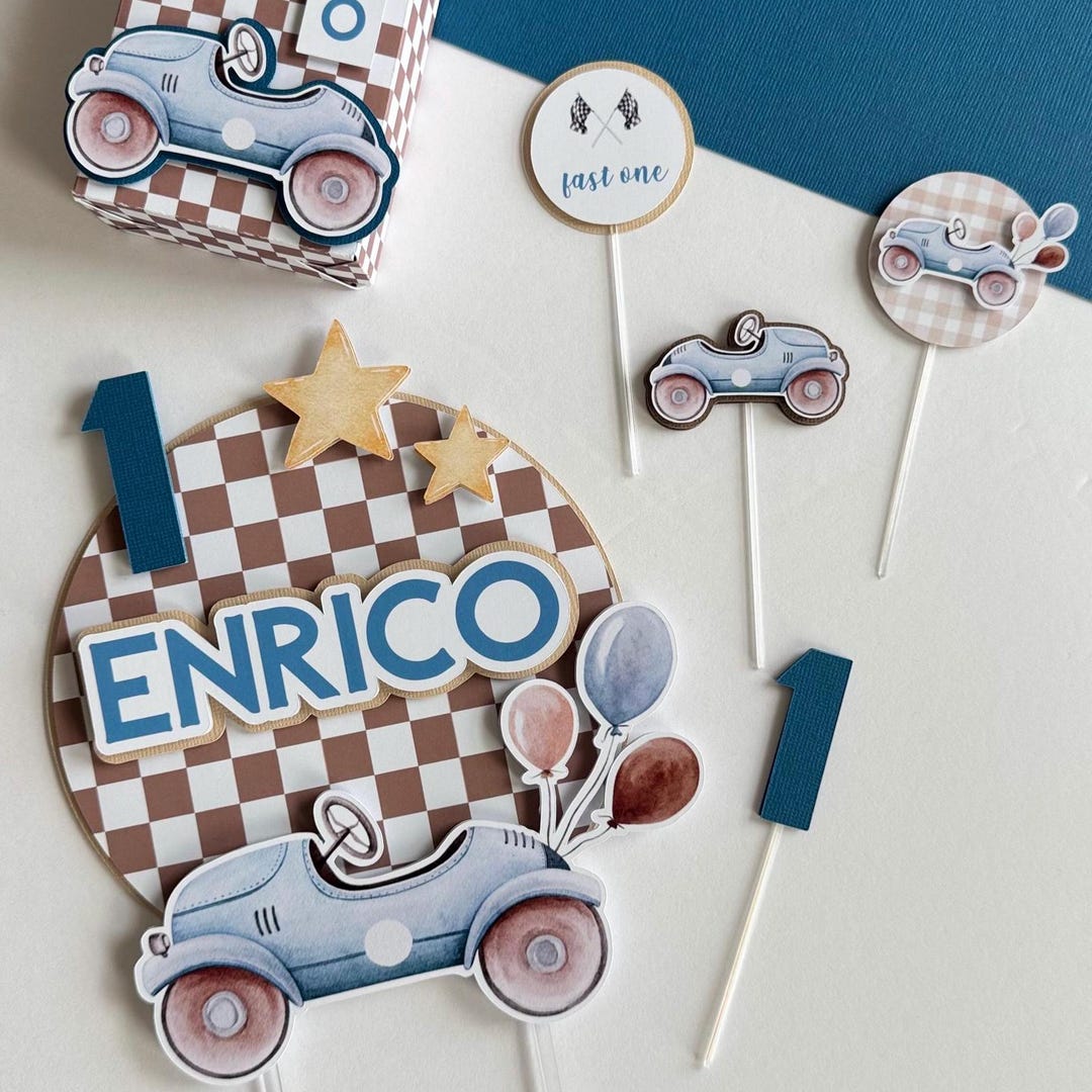 Vintage Cars Cake Topper, Cake Topper for Boys, Personalized Cake ...