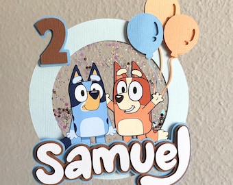 Personalized Bluey & Bingo Shaker Cake Topper