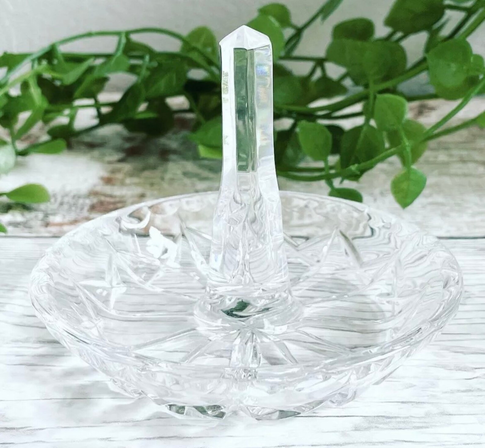 Pretty Vintage Glass Ring Holder Dish Jewellery Trinket Etsy