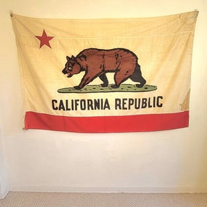 Vintage California Flag 1940&#39;s Era Linen 4&#39;x6&#39;