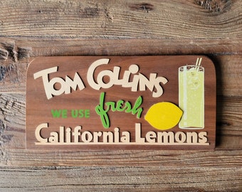 Corona Del Mar California Tom Collins Bar Sign