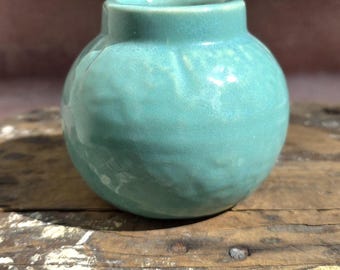 Pacific Pottery Orange Honey Pot: Pastel Blue Souvenir, 1935 Exhibition