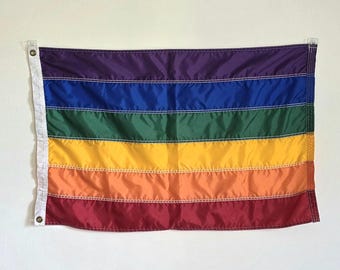 Vintage 1990s Rainbow Pride Flag, San Francisco Gay Pride, LGBTQ Harvey Milk Foundation