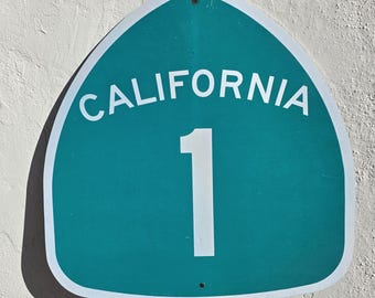 Vintage California Highway Road Sign: Iconic Pacific Coast Highway Shield, Classic Coastal Americana