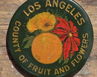 Early 1900s Los Angeles Button – Celluloid Pinback, Whitehead & Hoag Crystoglas