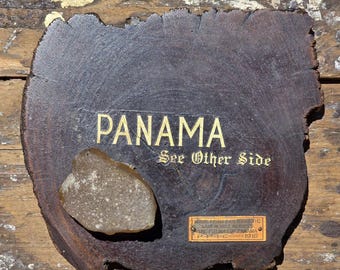 1915 Panama Exposition Souvenir – Lignum Vitae Tie, Culebra Cut Quartz Stone, Historic Artifact