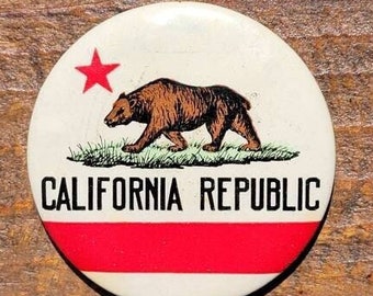 Vintage California Flag Souvenir Pocket Mirror Advertising Celluloid