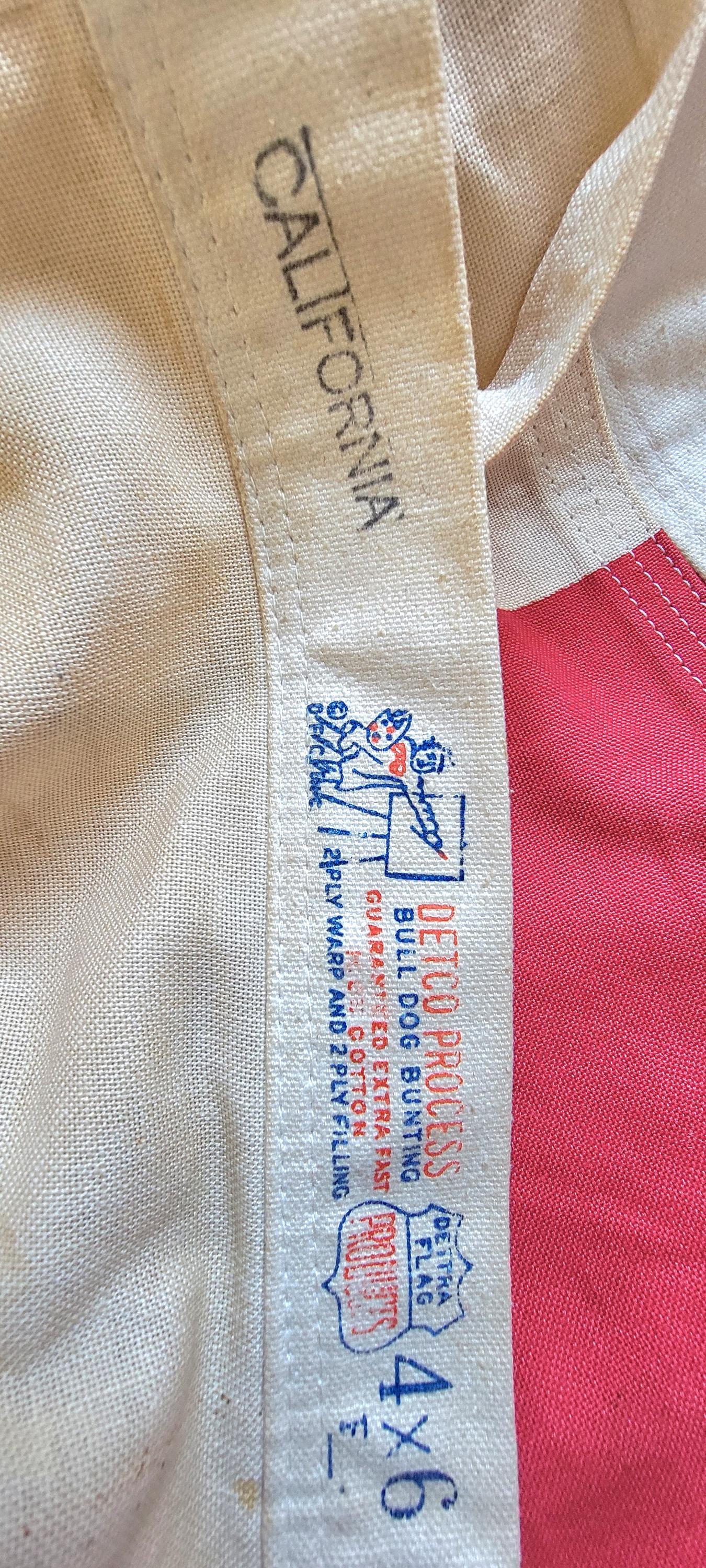 Vintage California Flag by Dettra 1950's Era Bull Dog Bunting 4' X