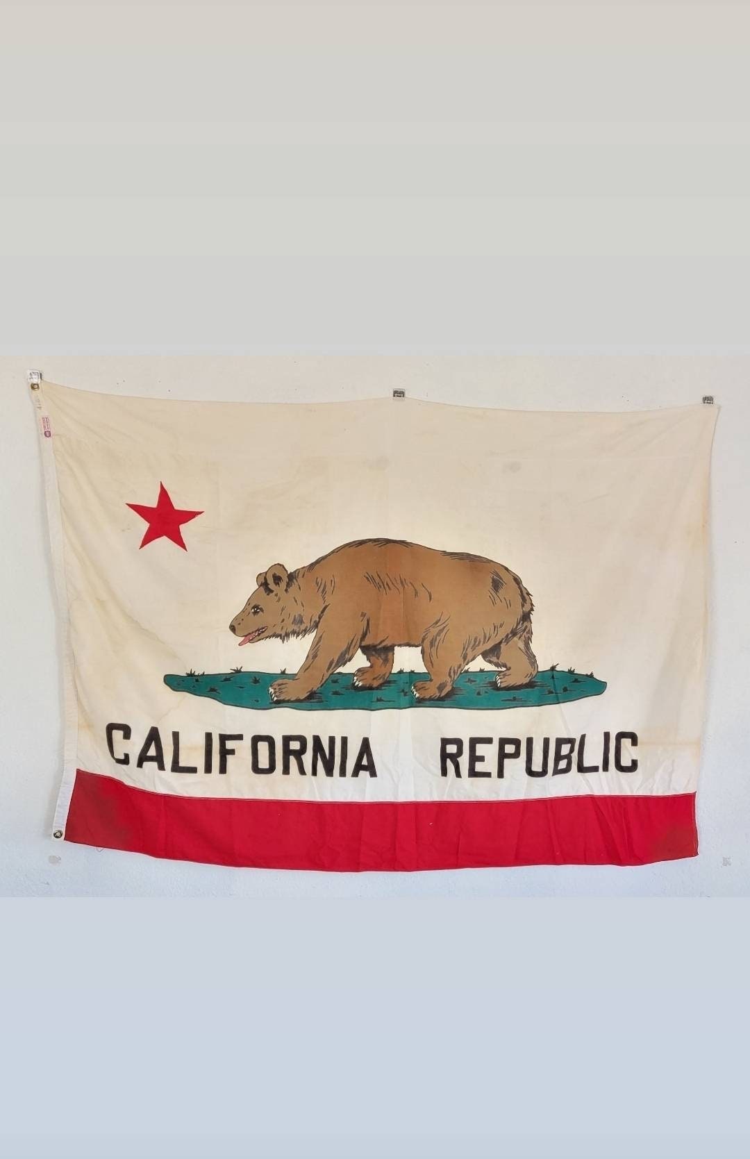 Vintage California Flag by Annin Flag Co 1950's Era Cotton Bunting