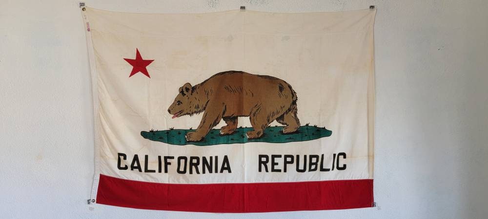 Vintage ヴィンテージ フラッグ インディアナ州旗 ANNIN FLAG Vintage California Flag by Annin Flag Co 1950's Era Cotton Bunting
