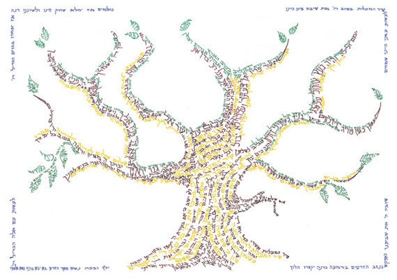 The Tree of Life Bible Verse Hebrew Calligraphy Lithography | Etsy
