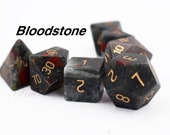 Bloodstone Gemstone dnd dice-Natural Gemstone Dice-Full Set Dice for dungeons and dragons-Gem dice-rpg Dice-Engraved DnD Dice Set-Amazing