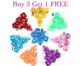 Buy 3 Get 1 FREE-Transparent dice set-DnD Dice Set-Polyhedral Dice Set-RPG Dice Set-Dungeons and Dragons Dice-dnd dice-rpg D20-D D dice