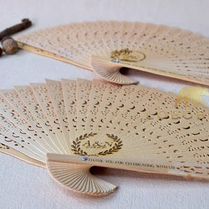Personalized Wedding Fans Favors-Rustic Wooden Fan Bulk-Custom Hand Fan for Guest-Wood Folding Fans-Beach Wedding Favors-Baby Shower Favor