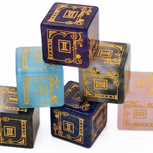 Clearance-Roman D6 Dice-Gemstone d6s-Dungeons and Dragons D6-Yahtzee Dice Set-Engraved Stone Dice for d6 rpgs / tabletop games