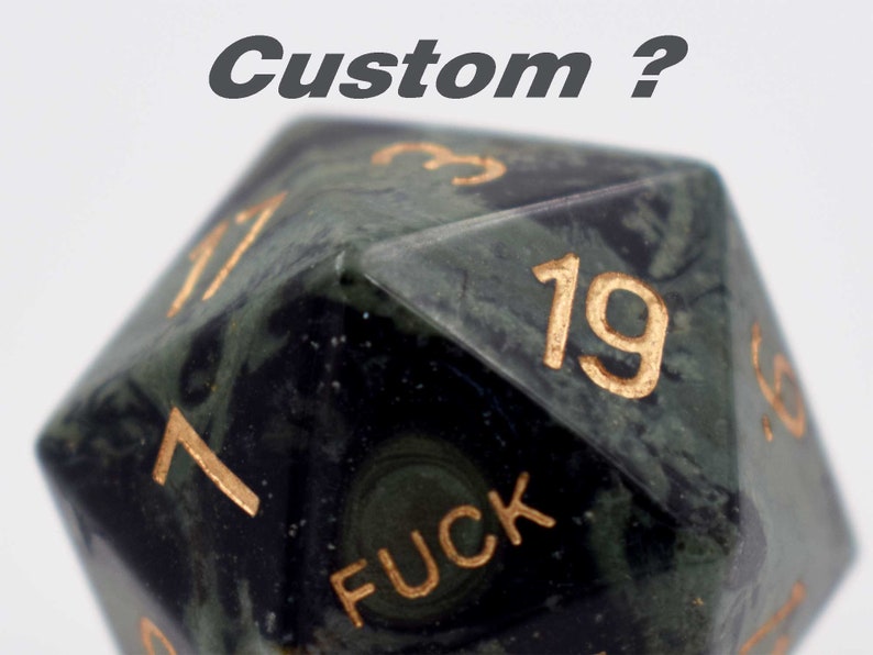 Customize D20-DnD D and D Dice Set-Add Initials or Symbol-Custom D20 Dice-Personalized D20 dungeons and dragons-Stone D20-Gemstone D20 image 2