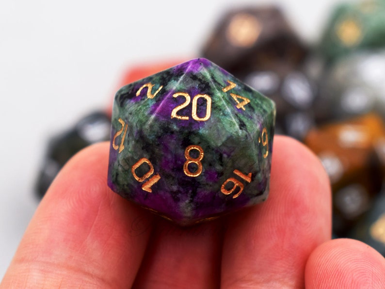 Ruby in Zoisitepolyhedral Gemstone Dice Setengraved Gem Dice Etsy