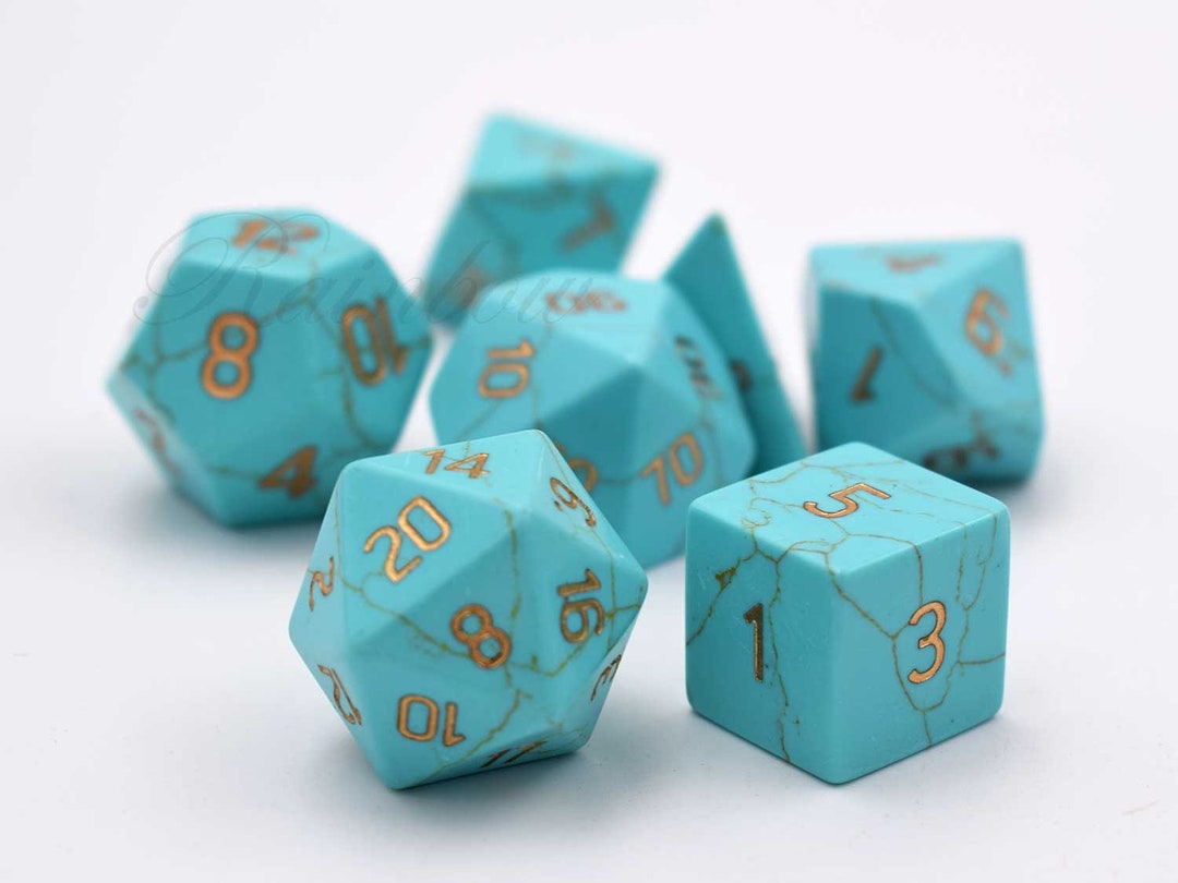 Dicegemstone Dicestone Dice Setsynthetic Green Turquoise Etsy