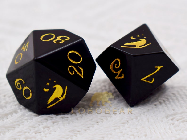 Lapis Lazuli Raven Gemstone Dice Set-Dungeons & Dragons-DnD D and D Dice Set-Polyhedral Dice Set image 8