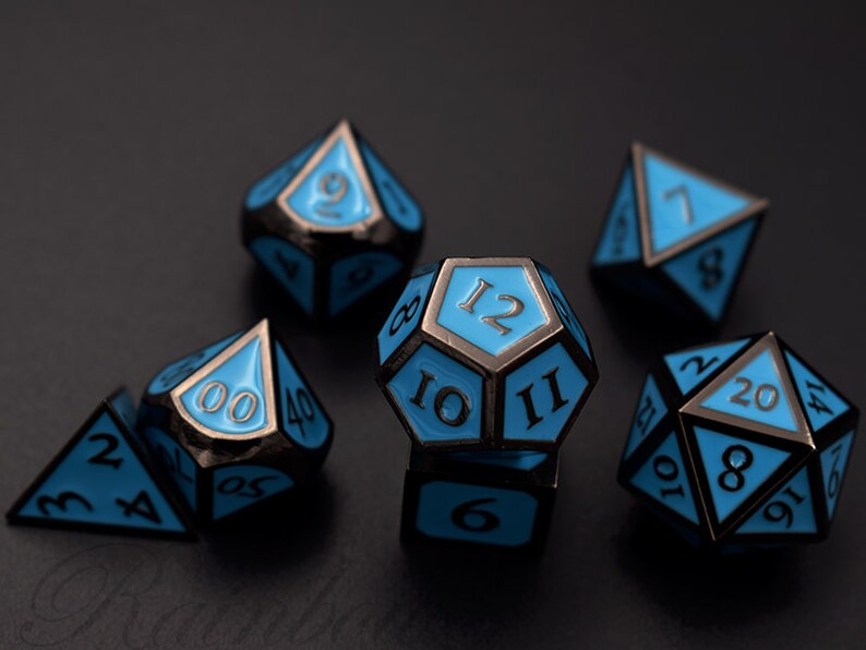 New Fontblue Dungeons and Dragons Dicednd Dice Setmetal Etsy