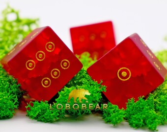 D6-Frosted Red Crackle Glass with Wild Viking Pips-Gemstone D6 Dice-d6s-Dungeons and Dragons D6-Yahtzee Dice Set-Pips Dice for d6 rpgs