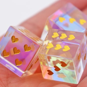 Fantastic Glass Dice D6-Heart D6 Dice-Pips D6-Six Sided 16mm D6 Dice-DnD D and D Dice Set-Gemstone D6-DnD Gifts