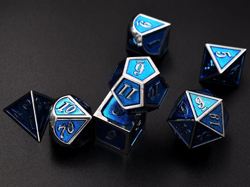 Blue dice for Dungeons and DragonsSet of Solid Metal DiceDnD Etsy