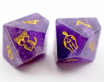 Natürliche Amethyst Vampir Würfel Set-VTM Würfel-10 D10s-Edelstein D10s-d10 Sets-Vampir die Masquerade Würfel-Edelstein Vampir Würfel-Katze Hintern D10