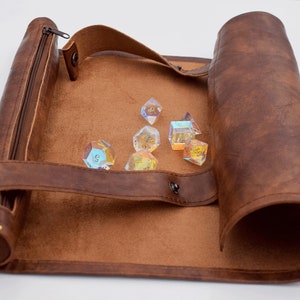 Rolling Mat-Dice Roll Mat-DnD D and D Dice Container-Scroll of Rolling-Foldable PU Leather Rolling Mat Dungeons and Dragons-Christmas Gift