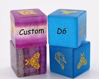 Customize D6-Add Initials or Symbol-Custom D6 Dice-Personalized D6 for dungeons and dragons-dnd dice-Stone D6-Engraved Gemstone D6-DnD gift