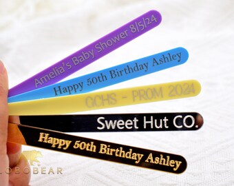 Benutzerdefinierte Popsicle Sticks-Wiederverwendbare gravierte Cakesicle Sticks-Spiegel Acryl Personalisierte Popsicle Sticks-LOGO Cake Pops Sticks-Pop-Sicheln