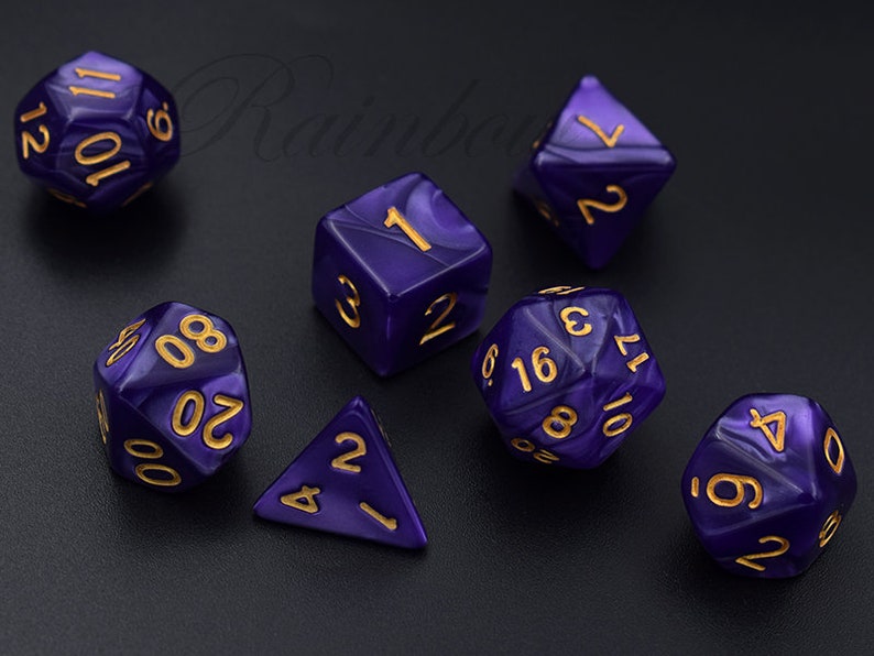 Dicedark Purple Dice Set for Dungeons and Dragonsdnd Dice Etsy