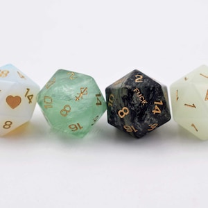 Customize D20-DnD D and D Dice Set-Add Initials or Symbol-Custom D20 Dice-Personalized D20 dungeons and dragons-Stone D20-Gemstone D20 image 3