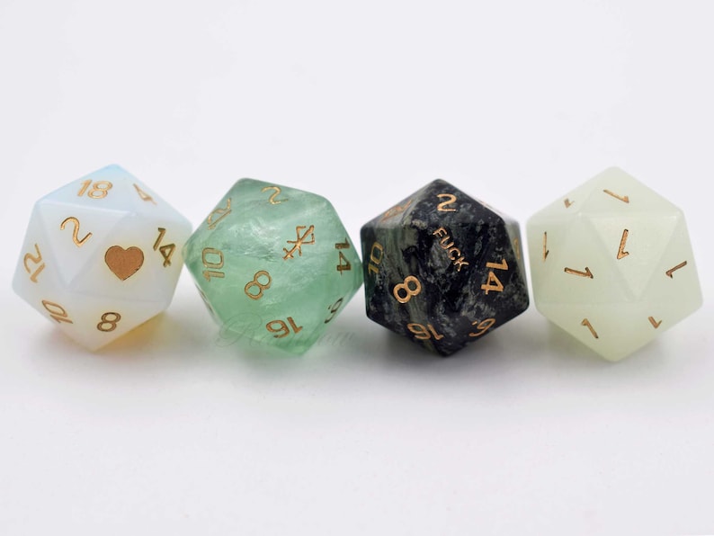 Customize D20-DnD D and D Dice Set-Add Initials or Symbol-Custom D20 Dice-Personalized D20 dungeons and dragons-Stone D20-Gemstone D20 image 3