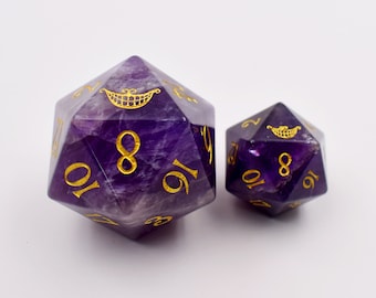 Giant D20-Natural Amethyst Gemstone D20 Dice-30mm Chonk D20s-Stay Spooky Dice-DnD D and D Dice Set-Gemstone D20-D6 D20 Dice-RPG d20-dnd 5e