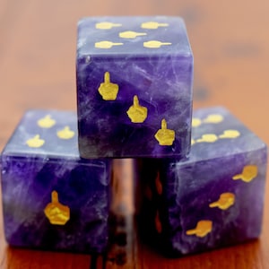 DnD D and D D6 Dice-Amethyst Pips D6s-6 side dice-Engraved Gemstone D6 Dice-dungeons and dragons D6 Dice-RPG Game-DON'T Roll Dice Together