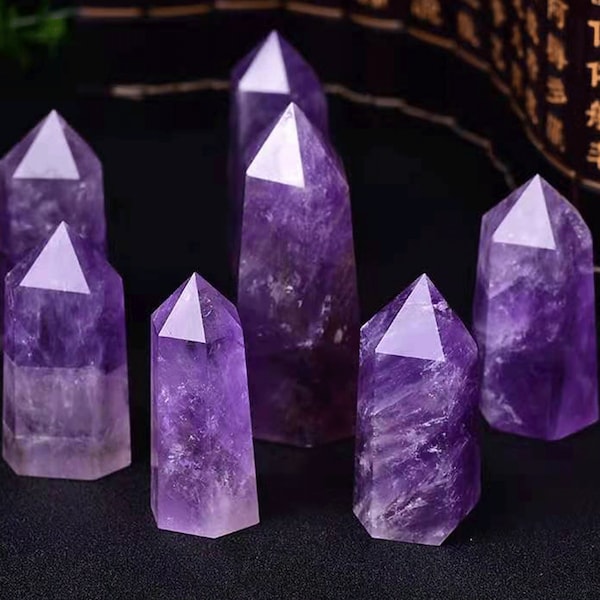 Amethyst Crystal Tower-Natural Amethyst Crystal Points Wand-Real Crystal Obelisk-Superb Healing Crystal-High Quality Crsytals Wholesale