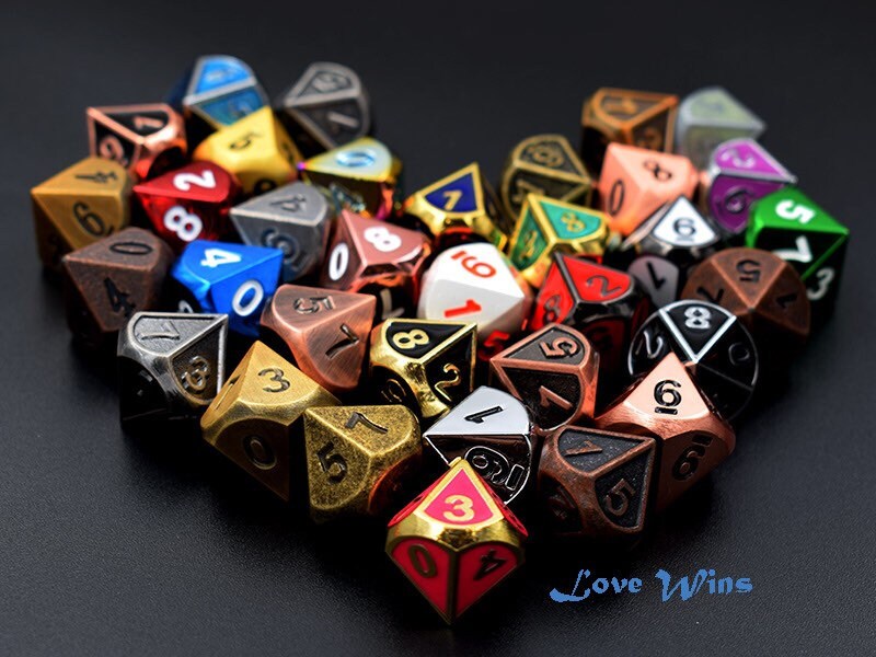 Antique Brass Dice Set for Dungeons and Dragonssolid Metal Etsy